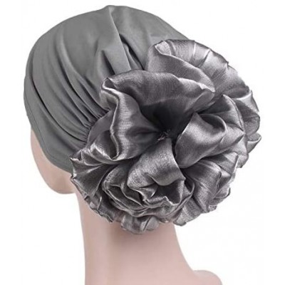 Skullies & Beanies 1Pack / 2Packs Women Flower Elastic Turban Beanie Head Wrap Chemo Cap Hat - Gray - C818OSXXIT7 $10.38