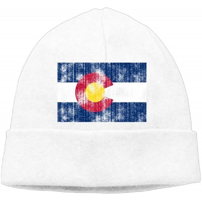 Skullies & Beanies Beanie Hat Knit Caps Winter Warm Funny Old Colorado Flag Unisex - White - CU18IZR0WRN $10.95