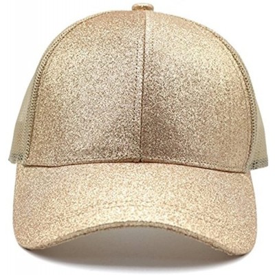 Baseball Caps Ponytail Baseball Hat Messy High Buns Mesh Trucker Ponycaps Plain Baseball Cap - Gold-sequins - CF18CRU4OW9 $13.46