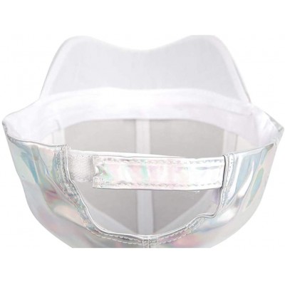 Baseball Caps Shiny Holographic Baseball Cap Laser Leather Rainbow Reflective Glossy Snapback Hats - Silver - CW18H0DL4KO $15.89