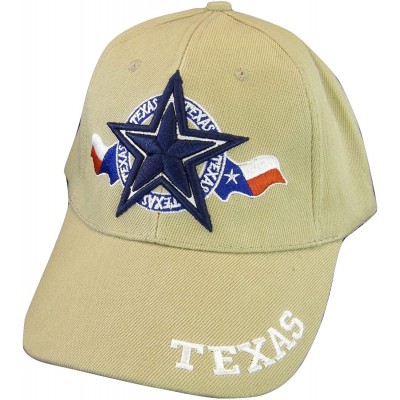Baseball Caps Texas Star & Circle Adjustable Baseball Cap - Khaki - CZ17Y7LI838 $8.91