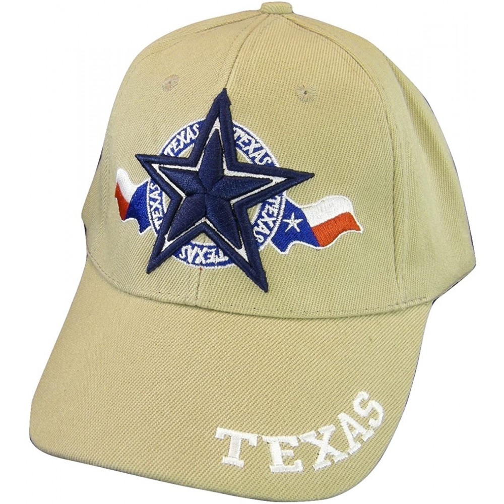 Baseball Caps Texas Star & Circle Adjustable Baseball Cap - Khaki - CZ17Y7LI838 $8.91