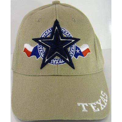 Baseball Caps Texas Star & Circle Adjustable Baseball Cap - Khaki - CZ17Y7LI838 $8.91