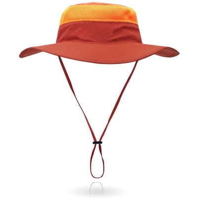 Sun Hats Outdoor Sun Hat Quick-Dry Breathable Mesh Hat Camping Cap - Orange - CA18CUACC6M $11.26