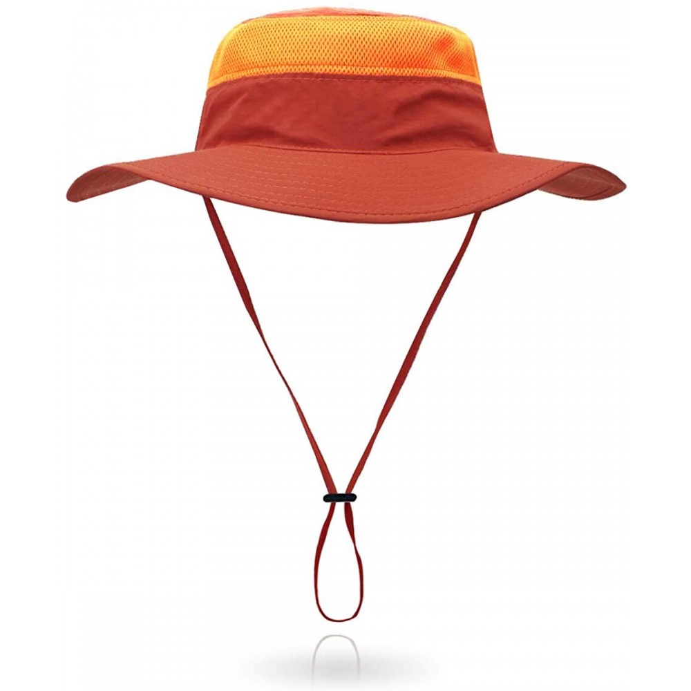 Sun Hats Outdoor Sun Hat Quick-Dry Breathable Mesh Hat Camping Cap - Orange - CA18CUACC6M $11.26
