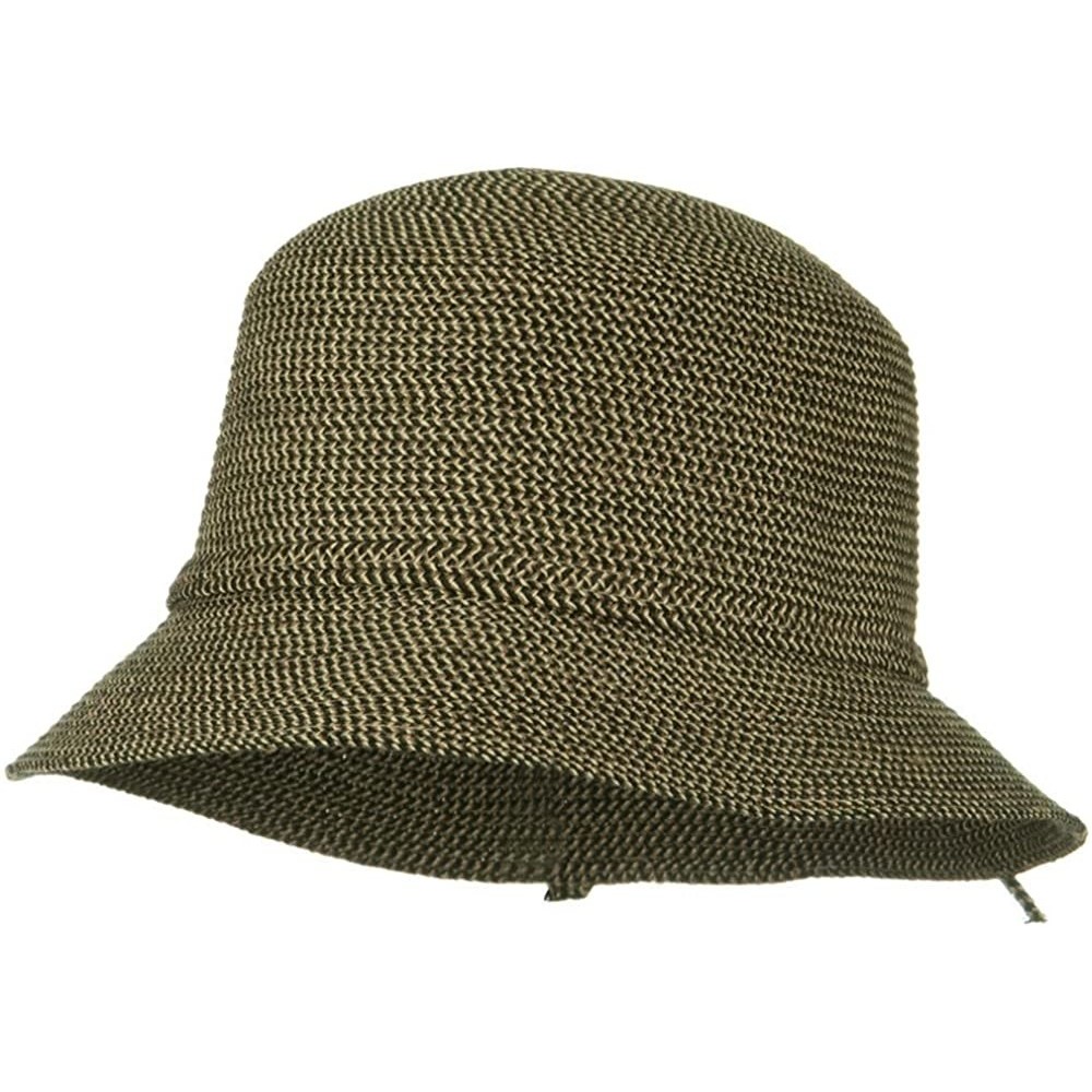 Sun Hats UPF 50+ Cotton Paper Tweed Braided Cloche Self Tie Hat - OSFM - Black - CB118E45VUZ $25.45