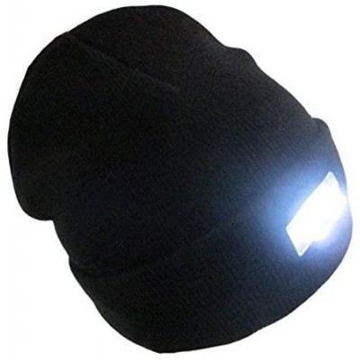 Skullies & Beanies Mens Winter 5 lED Lights Lighted Night Fishing Knitt Beanie Hat Cap Roll-up Brim - Yellow - CK1298509BT $8.66