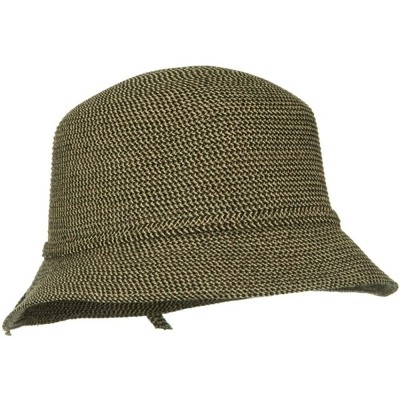 Sun Hats UPF 50+ Cotton Paper Tweed Braided Cloche Self Tie Hat - OSFM - Black - CB118E45VUZ $25.45