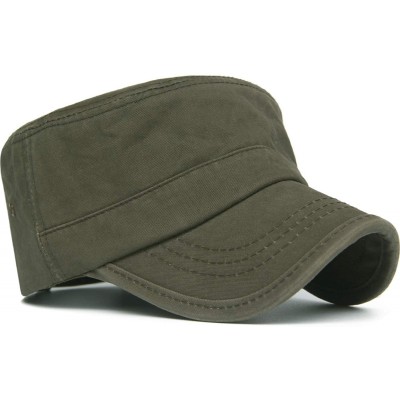 Baseball Caps Vintage Distressed Washed Cotton Twill Cadet Army Cap with Pocket Adjustable Military Hat Flat Top Baseball Cap...