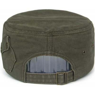 Baseball Caps Vintage Distressed Washed Cotton Twill Cadet Army Cap with Pocket Adjustable Military Hat Flat Top Baseball Cap...