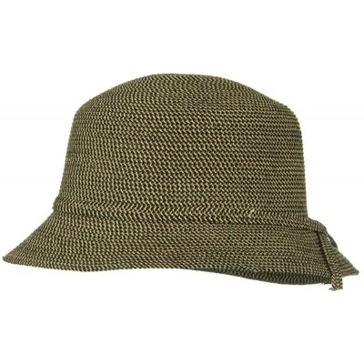 Sun Hats UPF 50+ Cotton Paper Tweed Braided Cloche Self Tie Hat - OSFM - Black - CB118E45VUZ $25.45