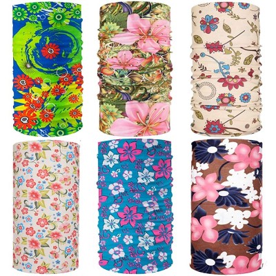 Balaclavas 6 PC Floral Bandana UV Face Shield Cover Balaclava Head Wrap for Fishing Cycling - Flower 3 - CP197XNO88K $21.55