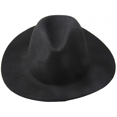 Fedoras Women's Ladies Floppy Wide Brim Felt Fedora Trilby Sun Hat - C8121FY7VE9 $23.85