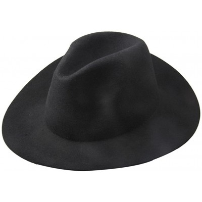 Fedoras Women's Ladies Floppy Wide Brim Felt Fedora Trilby Sun Hat - C8121FY7VE9 $23.85