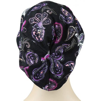 Skullies & Beanies Satin Lined Sleep Cap Slouchy Slap Hat — Soft Elastic Band- Stay All Night - Purple Black - CN18I3XU7L0 $1...