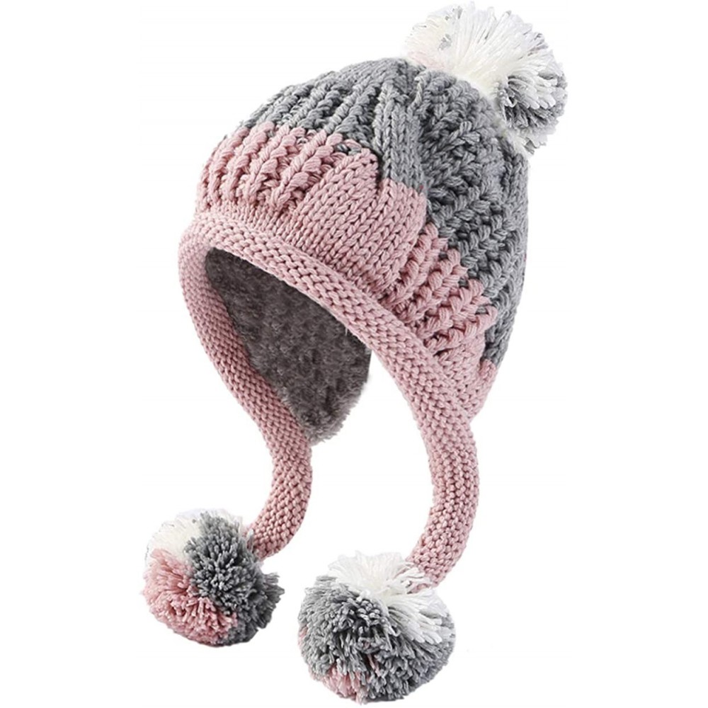 Skullies & Beanies Women Winter Peruvian Beanie Hat Ski Cap Fleece Lined Ear Flaps Dual Layered Pompoms - A13-8888-hanfen - C...