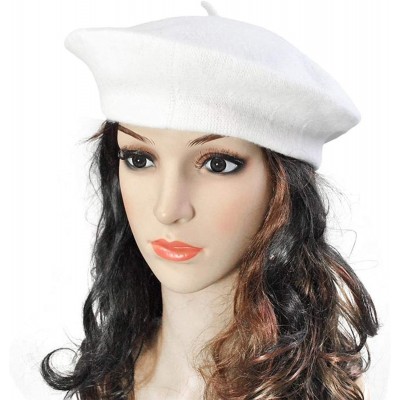 Berets Spring Beret Hat Flat Cap Women Wool Berets Hat Caps Casquette Female Warm Winter Cap - Light Brown - CH18A2Y936Q $16.10