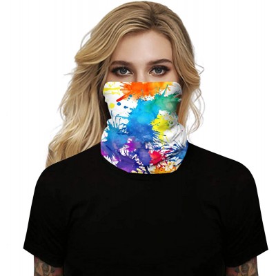 Balaclavas Rave Bandana for Men Women Neck Gaiter Scarf Dust Wind Balaclava Headwear - White Paint - CP197SMUC3Q $14.07