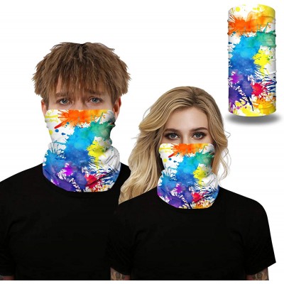 Balaclavas Rave Bandana for Men Women Neck Gaiter Scarf Dust Wind Balaclava Headwear - White Paint - CP197SMUC3Q $14.07