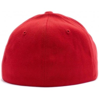 Baseball Caps Thin Red Line Waving USA Flag. Embroidered. 6477 Wool Blend Cap - Red - CP1808NXAUM $48.92
