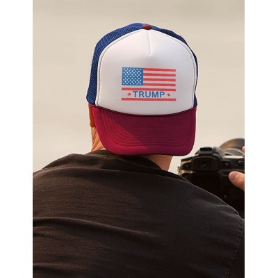 Baseball Caps USA Vintage Flag Donald Trump 2020 Mesh Cap Americana Patriotic Trucker Hat - Navy/White - CQ18EK9LSXU $10.20