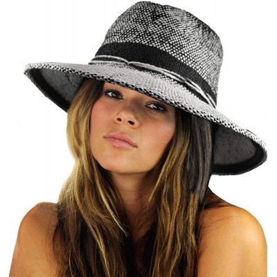 Fedoras Teardrop Dent Braided Trim Casual Panama Fedora Sun Hat - Woven Black - CP1990O3U74 $12.56