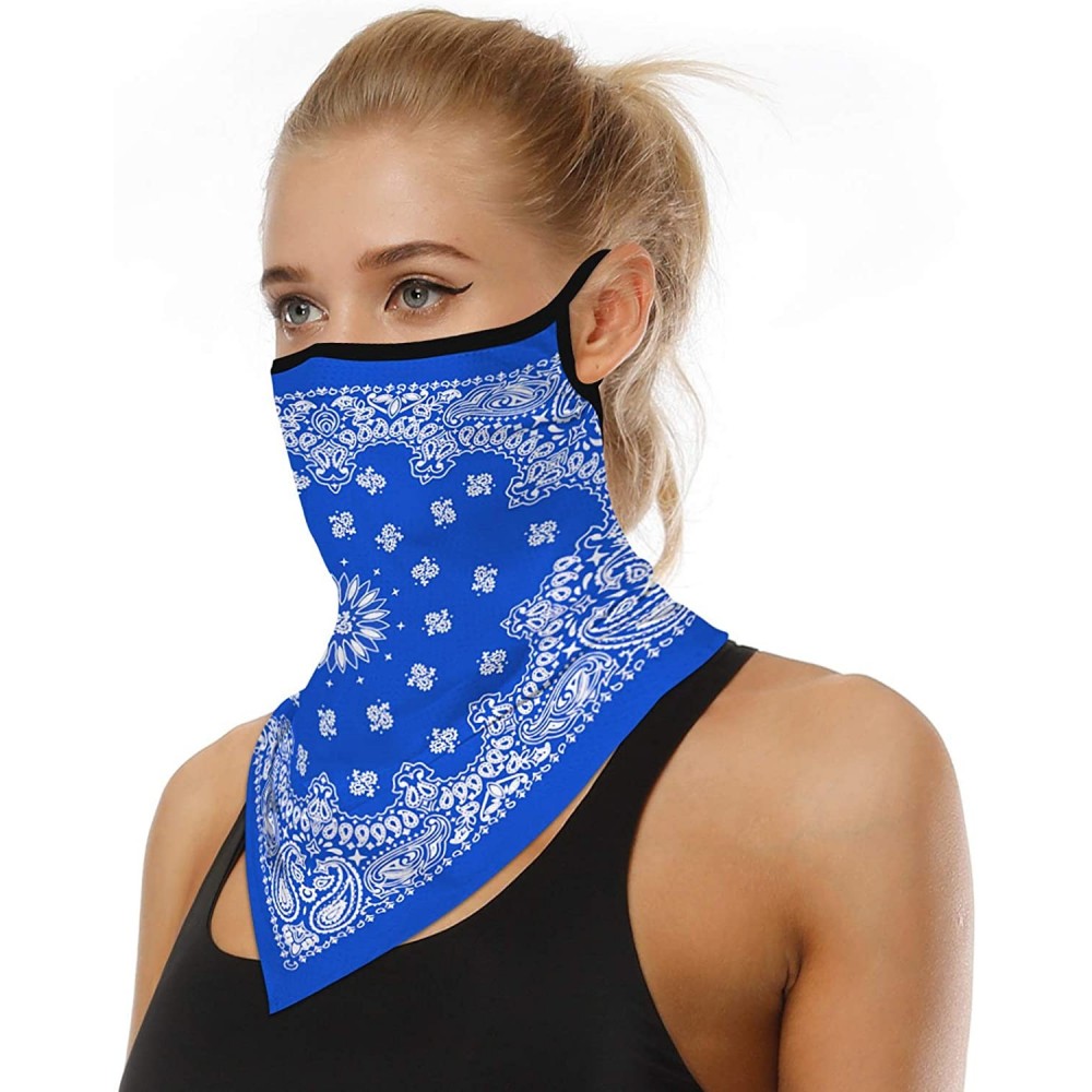 Balaclavas Printed Outdoor Cycling Hanging mask- Sports Mask Ice Silk Neck Cover Hang Ear Triangle Face Mask Tube Scarf - C71...