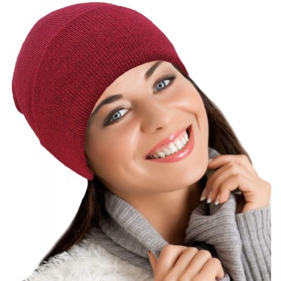 Skullies & Beanies Merino Wool Beanie Hat -Soft Winter and Activewear Watch Cap - Red Marl - CZ18X92QYLK $13.56