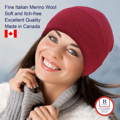 Skullies & Beanies Merino Wool Beanie Hat -Soft Winter and Activewear Watch Cap - Red Marl - CZ18X92QYLK $13.56