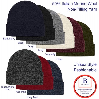 Skullies & Beanies Merino Wool Beanie Hat -Soft Winter and Activewear Watch Cap - Red Marl - CZ18X92QYLK $13.56