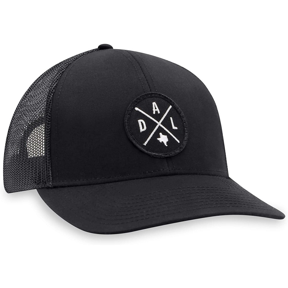 Baseball Caps DAL Hat - Dallas Trucker Hat Baseball Cap Snapback Golf Hat (Black) - C018W5KLI9H $16.91