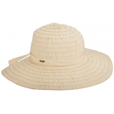 Sun Hats Women's Sewn Ribbon Crusher Hat - Natural - CR115VMIT1L $25.05