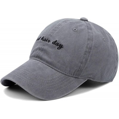 Baseball Caps Men & Women's Washed Cotton Baseball Caps Adjustable Plain Dad Hat - Grey & Letters - CL183NQZU2M $11.58