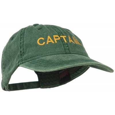 Baseball Caps Captain Embroidered Low Profile Washed Cap - Olive Green - CC11MJ3ULYN $21.89