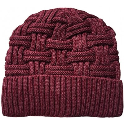 Skullies & Beanies Winter Warm Knitting Hats Wool Baggy Slouchy Beanie Hat Skull Cap - Red - CC187IXM5IZ $25.76