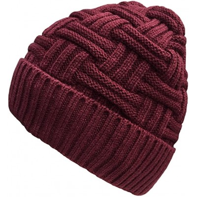 Skullies & Beanies Winter Warm Knitting Hats Wool Baggy Slouchy Beanie Hat Skull Cap - Red - CC187IXM5IZ $14.14