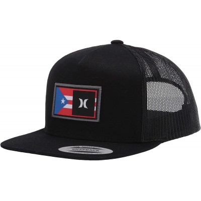 Baseball Caps Men's Destination Flat Bill Trucker Baseball Cap Hat - Black/Black Forest (Puerto Ric - CV18AQSIDZR $24.82