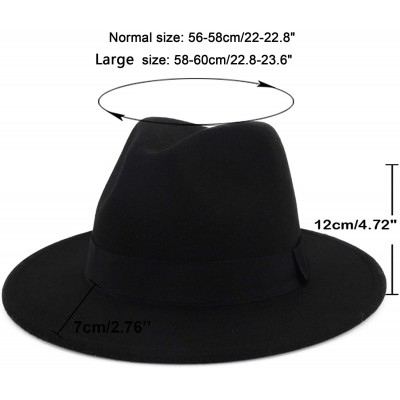 Fedoras Mens & Womens Black and Red Wide Brim Fedora Hat with Belt Buckle Band Two Tone Felt Panama Hat - Black-2 - CB18AXR3G...