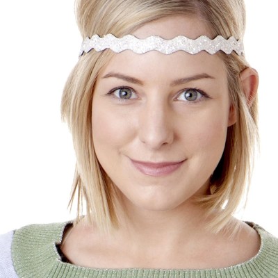 Headbands Women's Adjustable NO Slip Wave Bling Glitter Headband - Black & White Wave 2pk - CJ11MPODWRJ $12.85