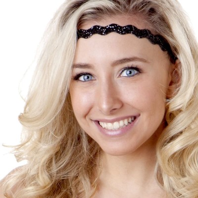 Headbands Women's Adjustable NO Slip Wave Bling Glitter Headband - Black & White Wave 2pk - CJ11MPODWRJ $12.85