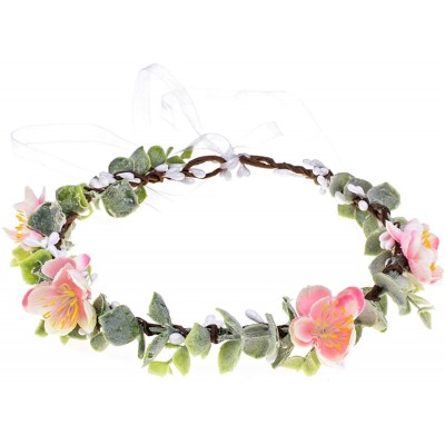 Headbands Christmas Wedding Flower Crown Boho Bridal Flower Wreath Babies Breath Hair Crown Headpiece - Pink - CM18K2IY48I $2...