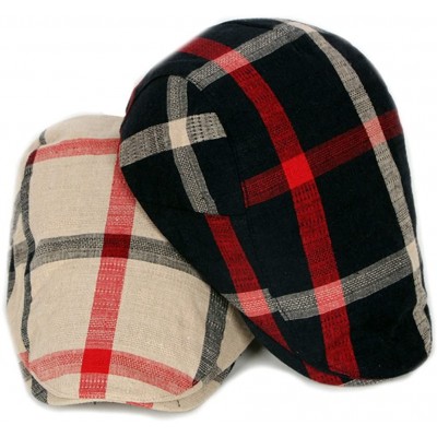 Newsboy Caps Men Classic Retro Beret Hat Cotton Plaid Newsboy Artist Cabbie Flat Cap - Beige - CY186W3SL8G $13.92