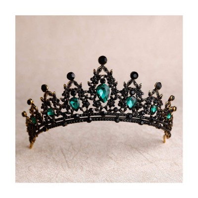 Headbands Handmade Rhinestone Crystal Headbands Accessories - Black Green - CZ18WMMHYT5 $17.51