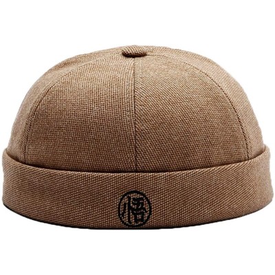 Skullies & Beanies Retro Rolled Cuff Skull Caps Brimless Beanie Hats for Men/Women - D-dark Beige - CG12JWKSXXL $19.82