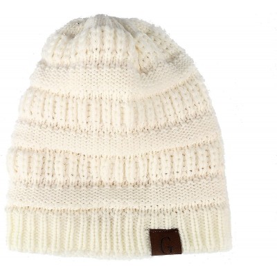 Skullies & Beanies Mens Womens Winter Cable Knit Slouchy Beanie Skully Cap Hat - White - CG1875N3RM3 $10.57