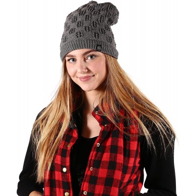 Skullies & Beanies Winter Knit Beanies for Pony Tail- Messy Bun or Traditional Style - Dark Gray - CK18EU8IMGC $12.21