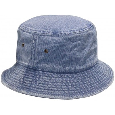 Bucket Hats Short Brim Visor Cotton Bucket Sun Hat - Denim Blue - CV11Y2Q5SED $13.99