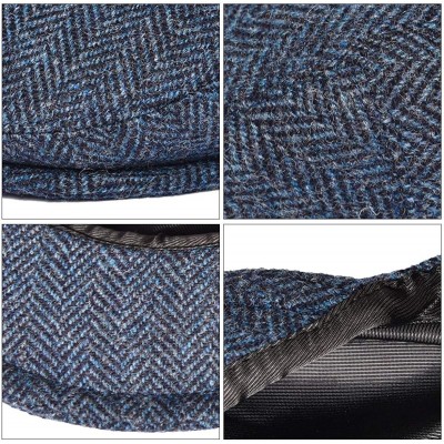 Newsboy Caps Men's 100% Wool Flat Cap Classic Irish Ivy Newsboy Hat - Navy - CE196H5II95 $33.58