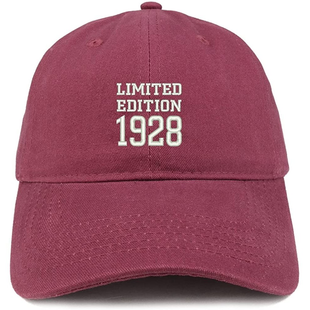 Baseball Caps Limited Edition 1928 Embroidered Birthday Gift Brushed Cotton Cap - Maroon - C118CO88O7R $21.56