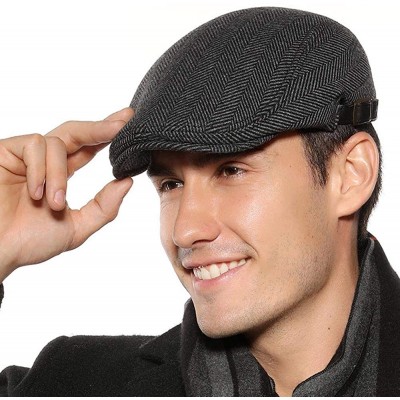 Newsboy Caps Mens Newsboy Cap Winter Cotton Beret Hat Cabbie Flat Cap - Grey B - C418Y0RCS78 $17.85